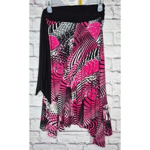Vintage Y2K Rampage Psychedelic Abstract Handkerchief Hem Skirt pink black retro